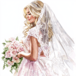 A graceful bride standing in a sunlit garden holding a lush floral bouquet