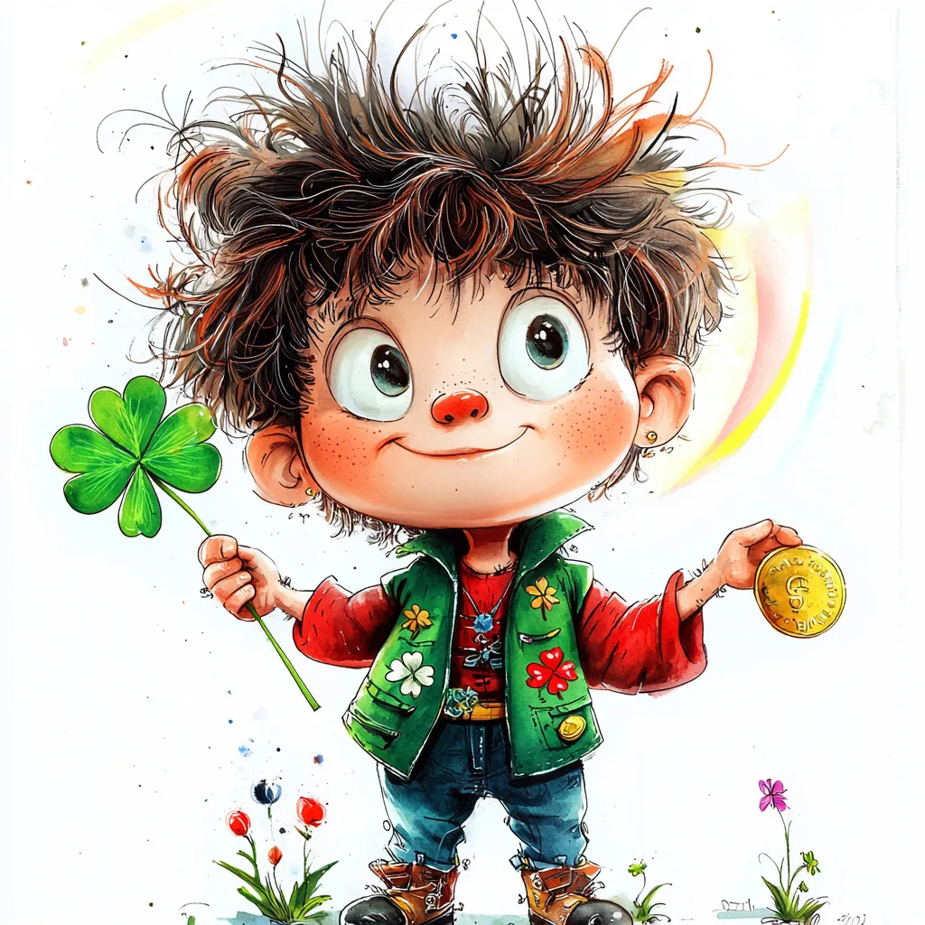 A cheerful leprechaun wearing a green hat and holding a pot of