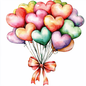 A vibrant pink heart-shaped balloon floating against a soft pastel blue sky