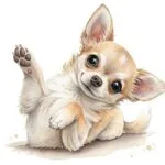 A playful Chihuahua wearing a cozy blue scarf sits among colorful floral arrangements