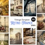 A nostalgic wall art piece featuring a bustling marketplace with vibrant colors and lively figures in period attire
