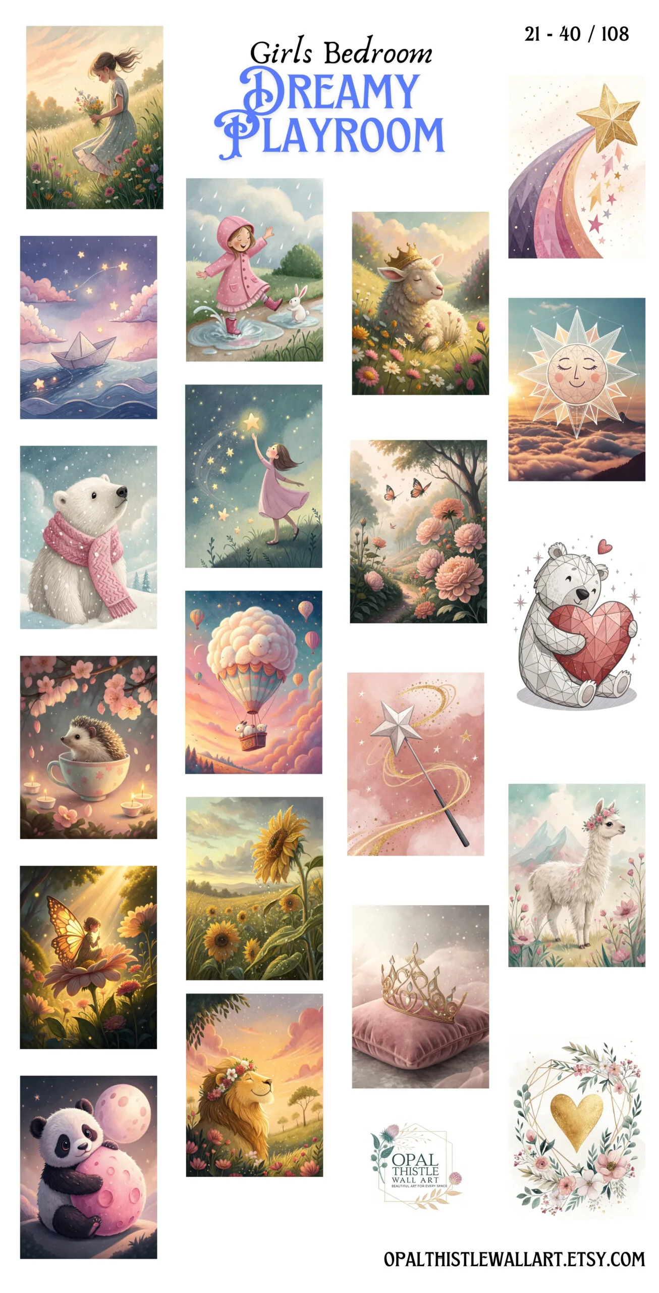 A charming illustration of a playful fox nestled among colorful flowers on a dreamy background