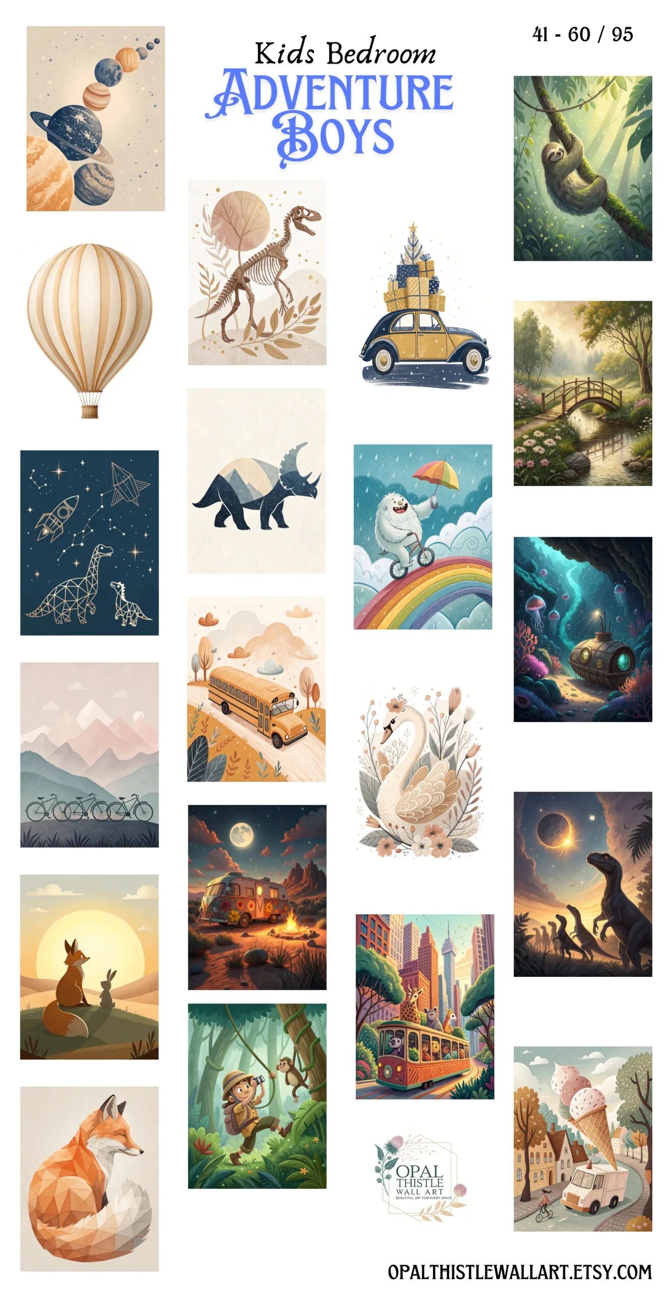 A dreamy landscape illustration showcasing a serene mountain scene painted in soft blues and warm earth tones